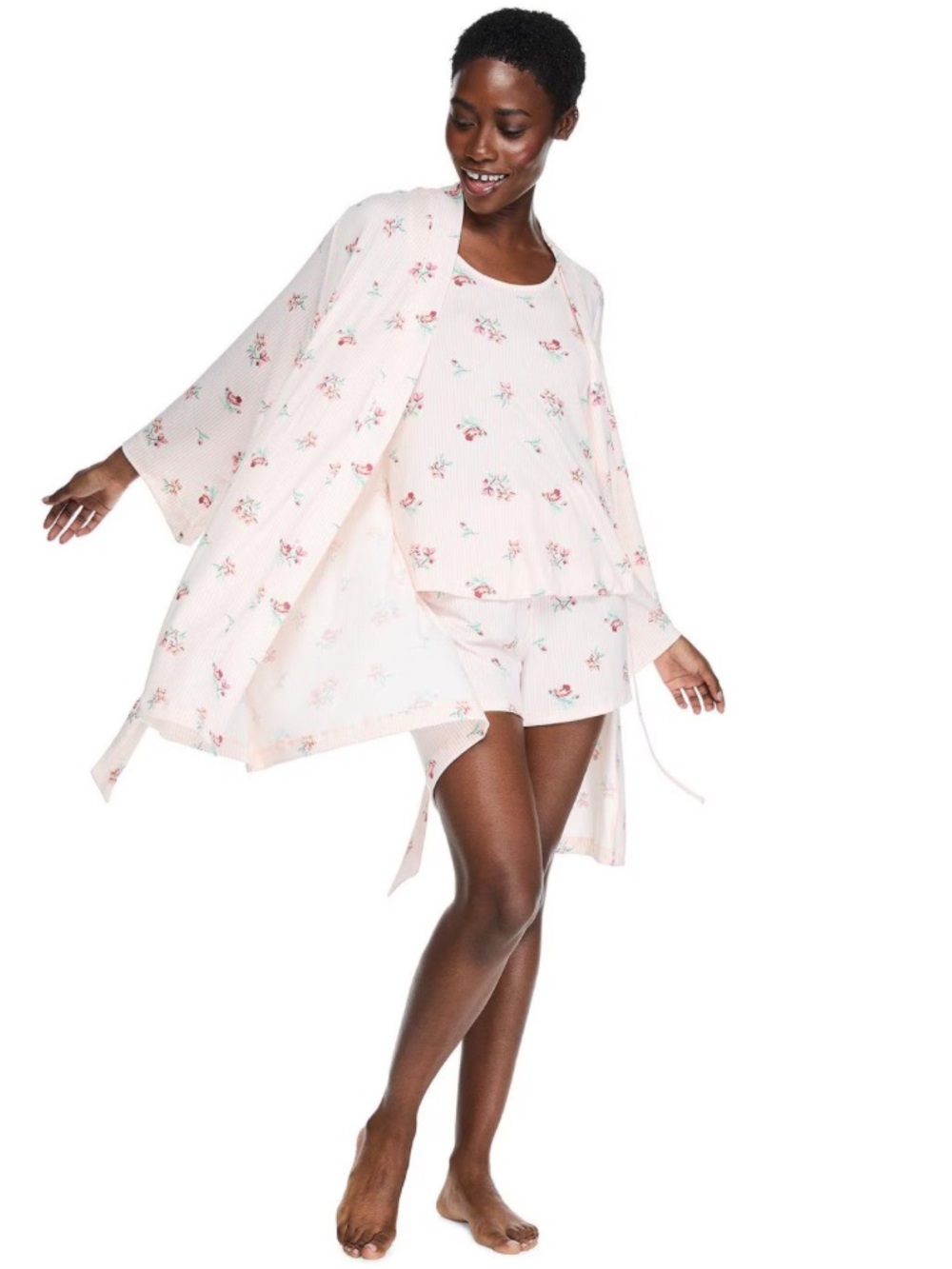 George Pink Floral Pajama Set with Robe